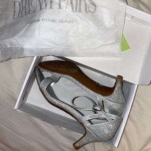silver sparkly heels